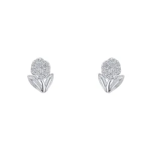 Laura Ashley Serena Full Flower Stud Earrings Silver Plated