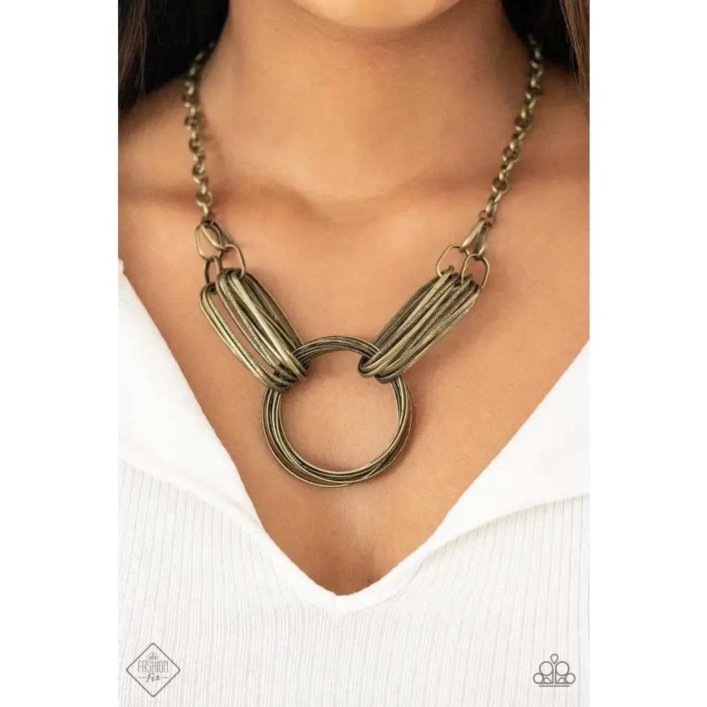 Lip Sync Links - Brass Necklace