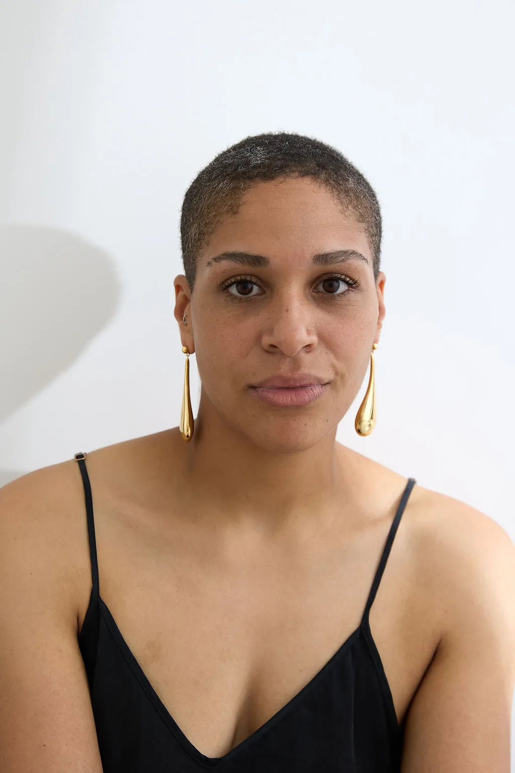 Long Hollow Form Tear Drop Earrings