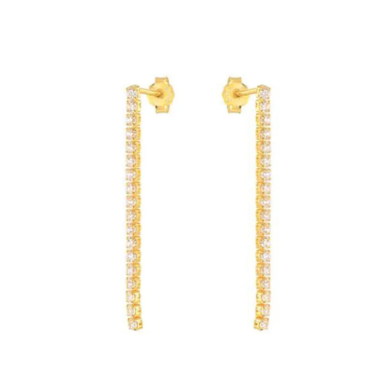 Long Riviera Sterling Silver Earrings  plated in 18K Gold