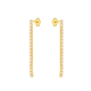 Long Riviera Sterling Silver Earrings  plated in 18K Gold