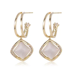 LOVCIA Luxurious Retro Gold-Plated Opal and Zircon Earrings for Women