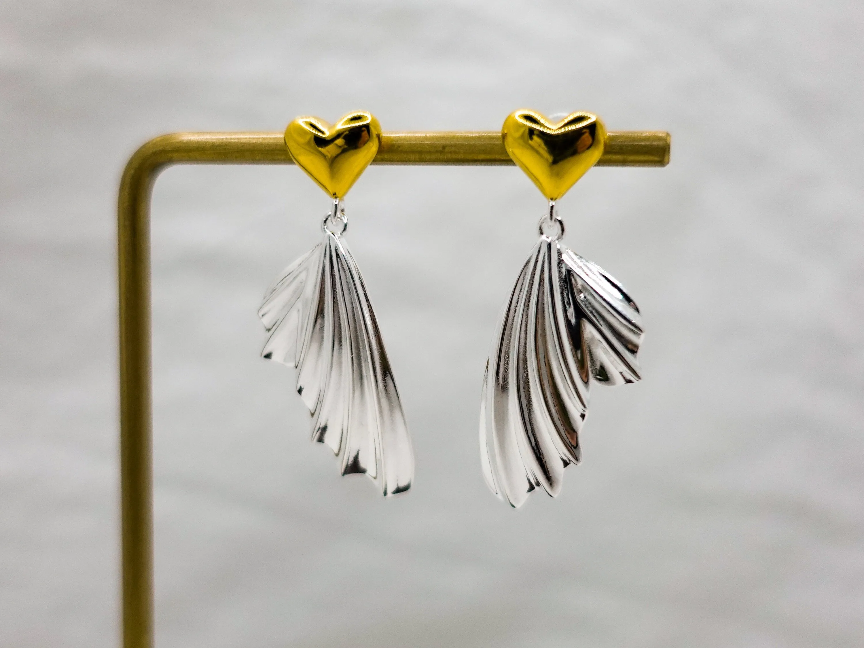 Love Jewelry gift for her, Sterling Silver Dangle Earrings, Angel Wings Earrings, Silver Heart Wing Jewelry, Guardian Angel Earrings