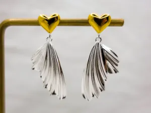 Love Jewelry gift for her, Sterling Silver Dangle Earrings, Angel Wings Earrings, Silver Heart Wing Jewelry, Guardian Angel Earrings