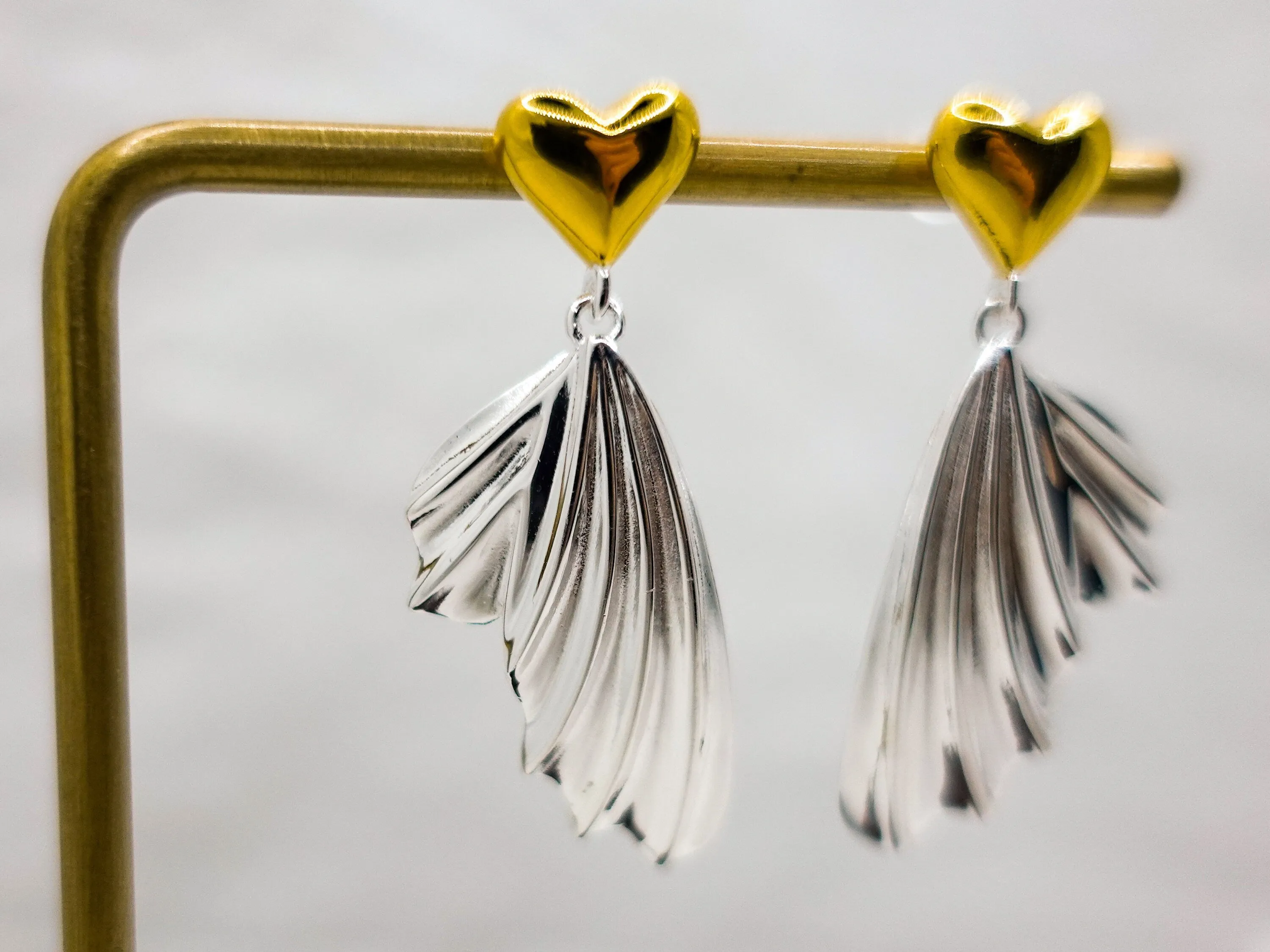 Love Jewelry gift for her, Sterling Silver Dangle Earrings, Angel Wings Earrings, Silver Heart Wing Jewelry, Guardian Angel Earrings