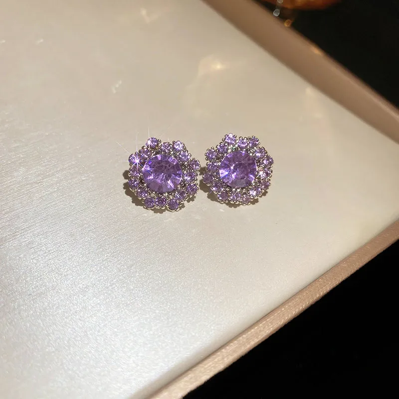 Luxurious Round Geometric Copper Electroplating Earrings