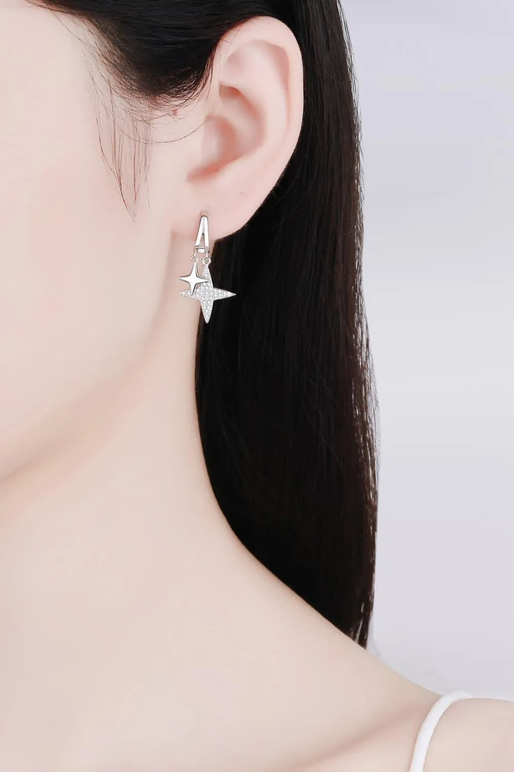 Luxurious Star Sterling Silver Moissanite Drop Earrings