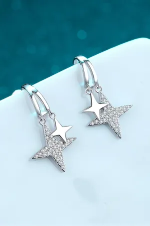 Luxurious Star Sterling Silver Moissanite Drop Earrings