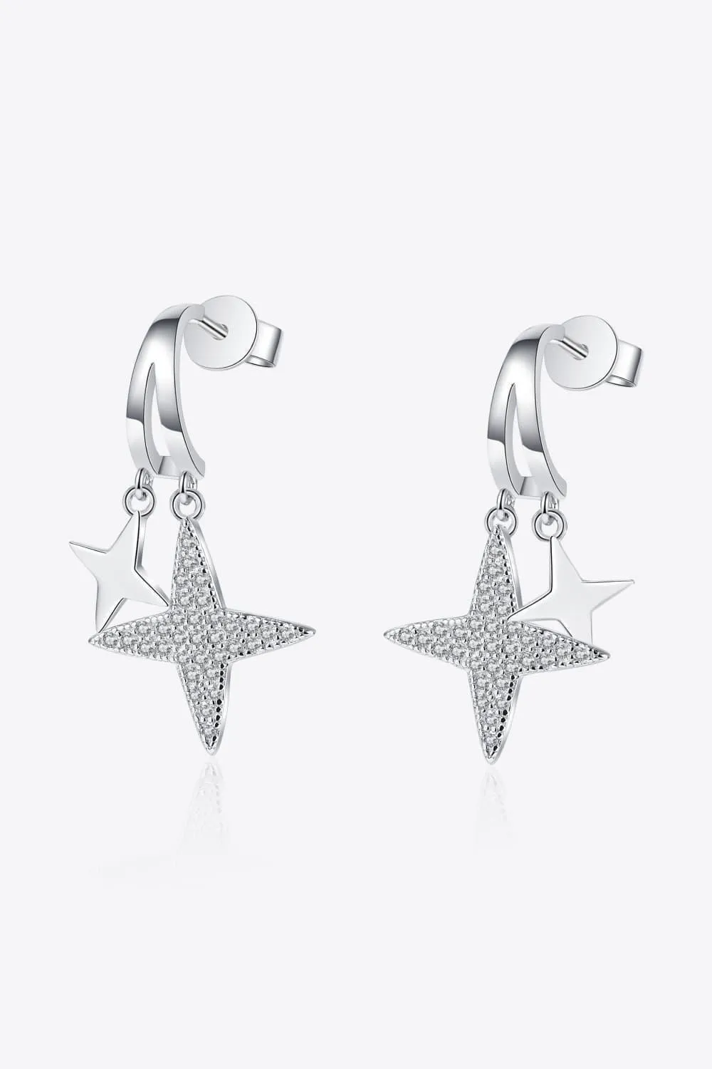 Luxurious Star Sterling Silver Moissanite Drop Earrings