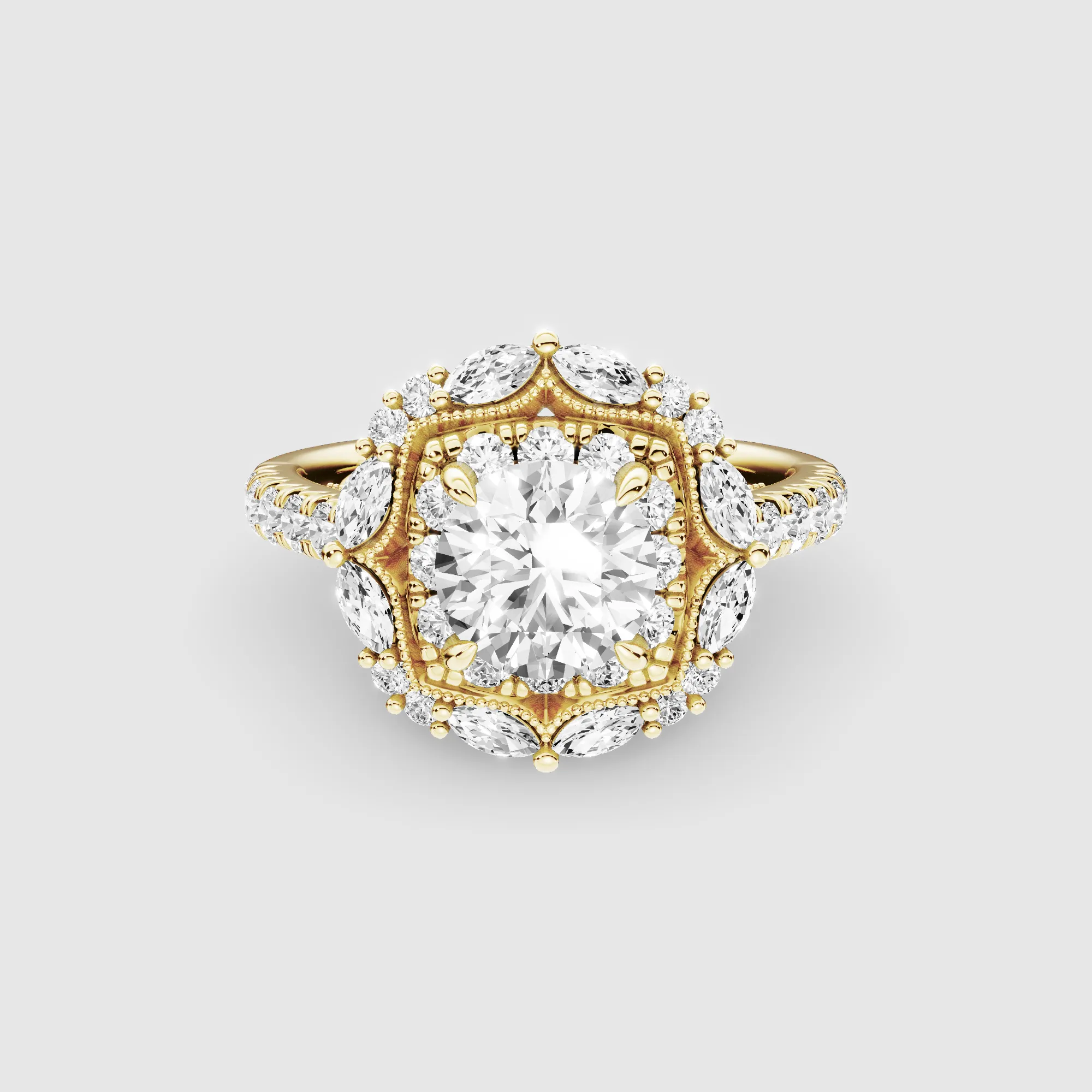 Majesté Halo Lab Grown Solitaire Diamond Ring-Round