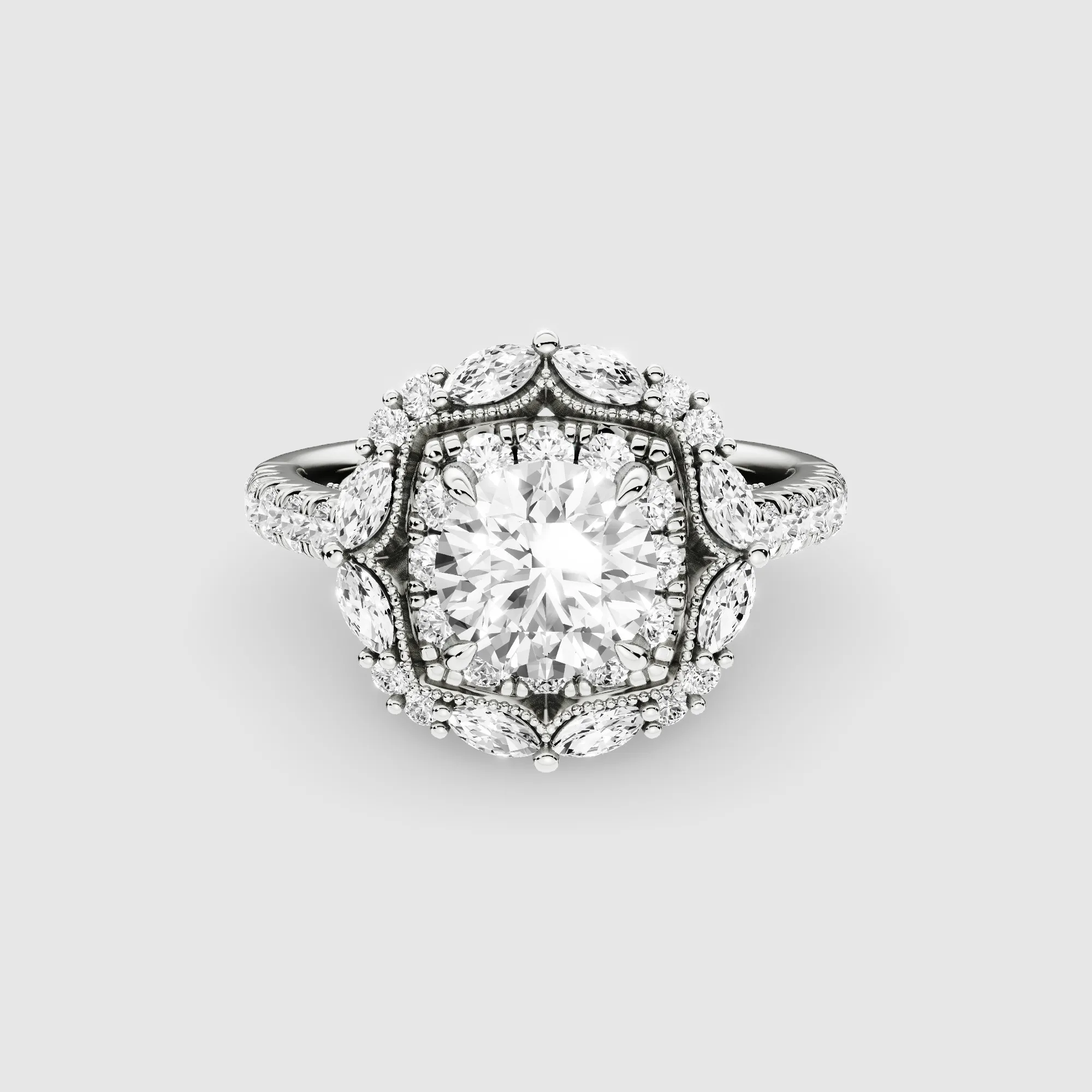 Majesté Halo Lab Grown Solitaire Diamond Ring-Round
