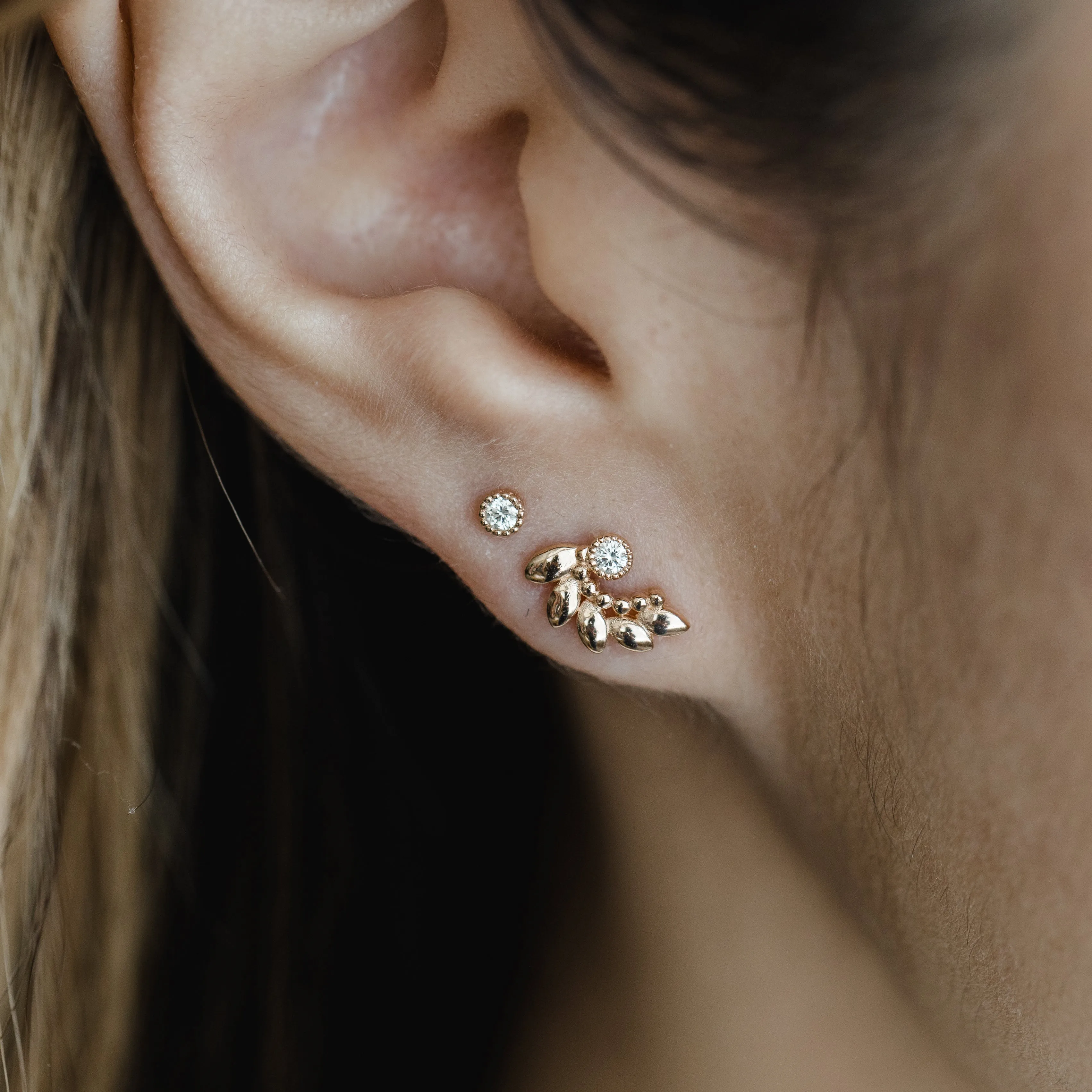 Marquise Curved Diamond Bezel Earrings