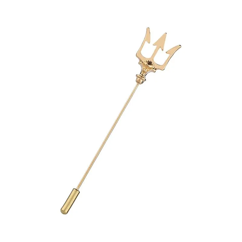 Men's Metal Trident Long Needle Tassel Chain Lapel Pin