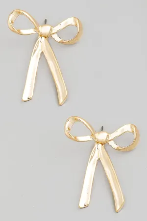 Metallic Bow Tie Ribbon Post Earrings