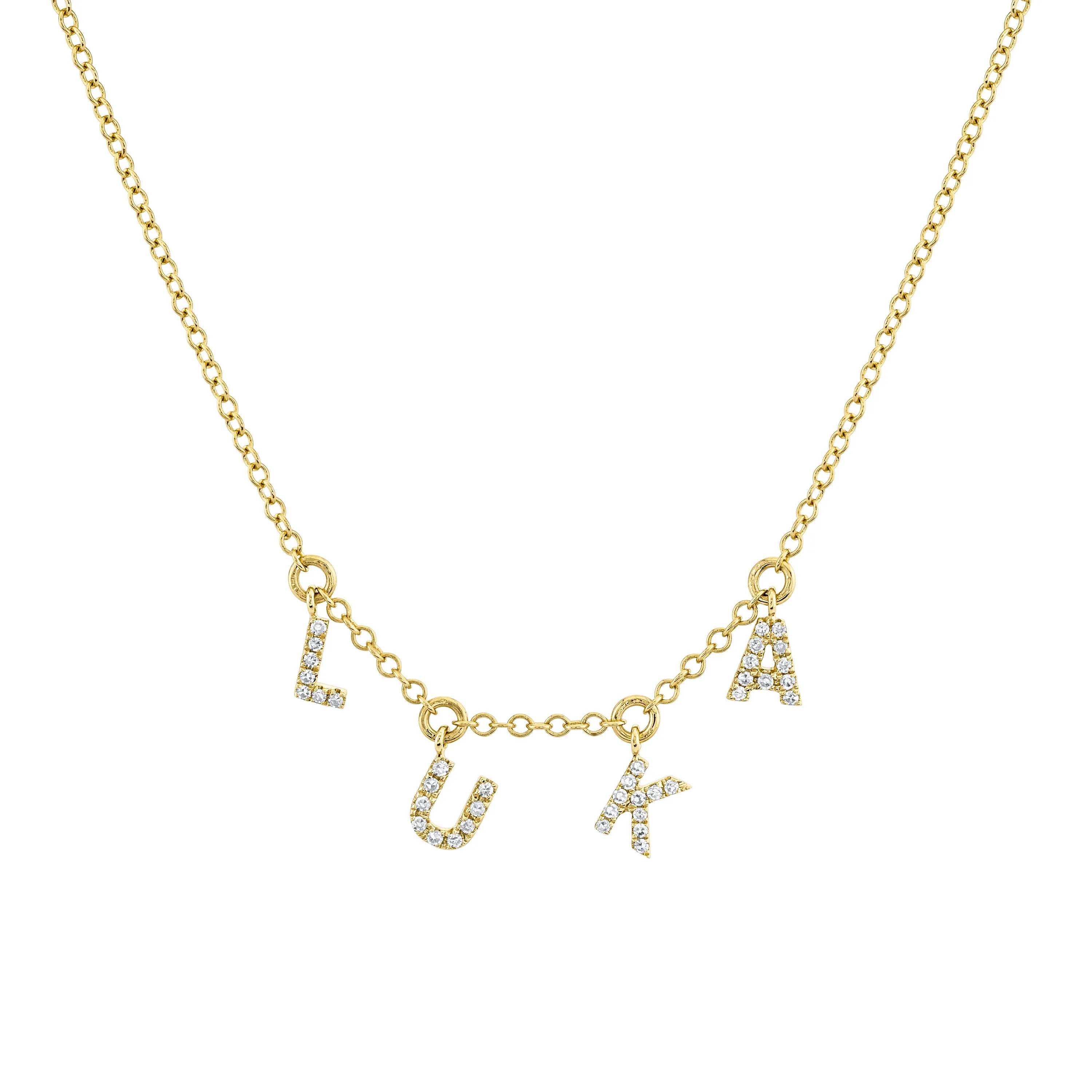 MINI ME DIAMOND PAVE "NAME" DANGLE DROP NECKLACE
