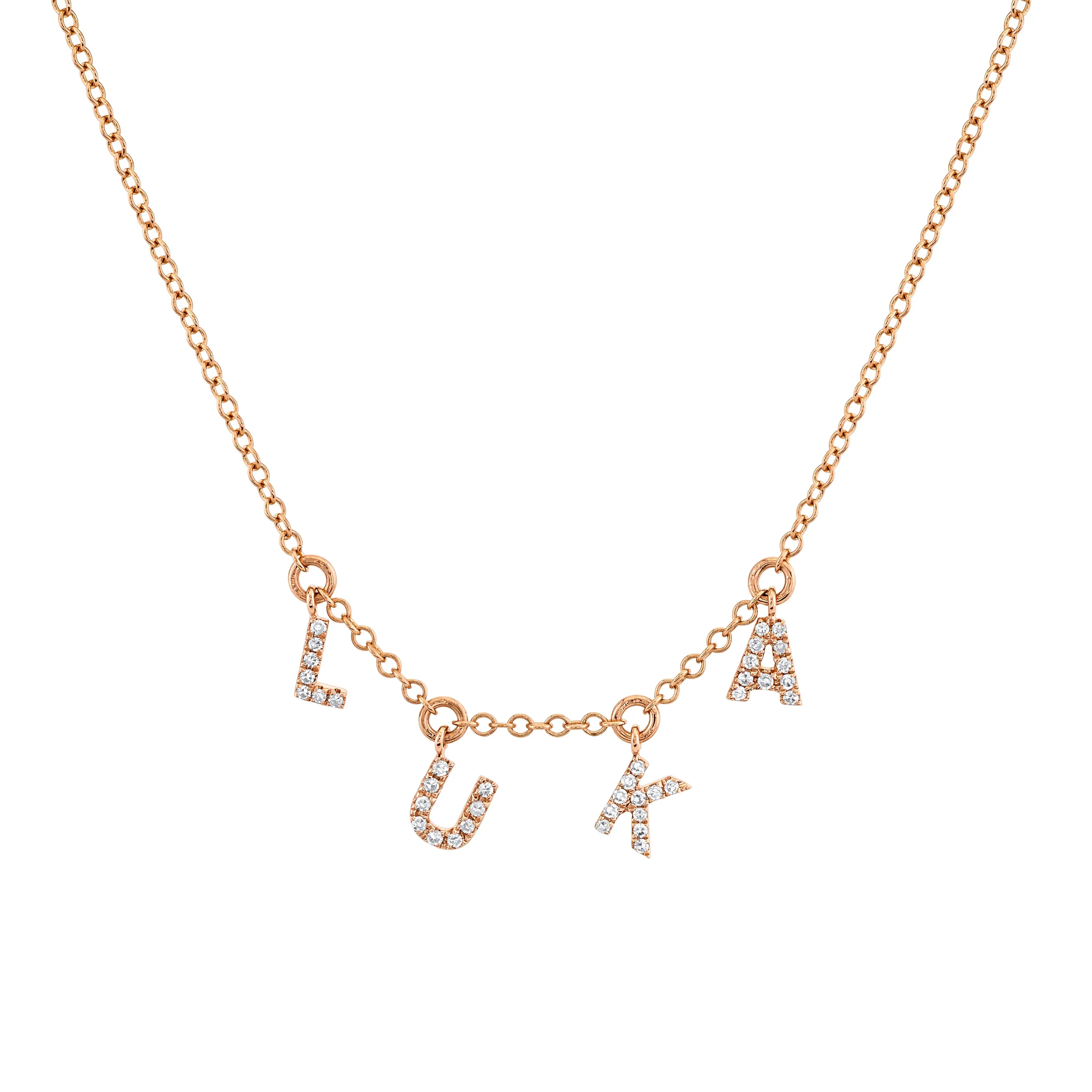 MINI ME DIAMOND PAVE "NAME" DANGLE DROP NECKLACE