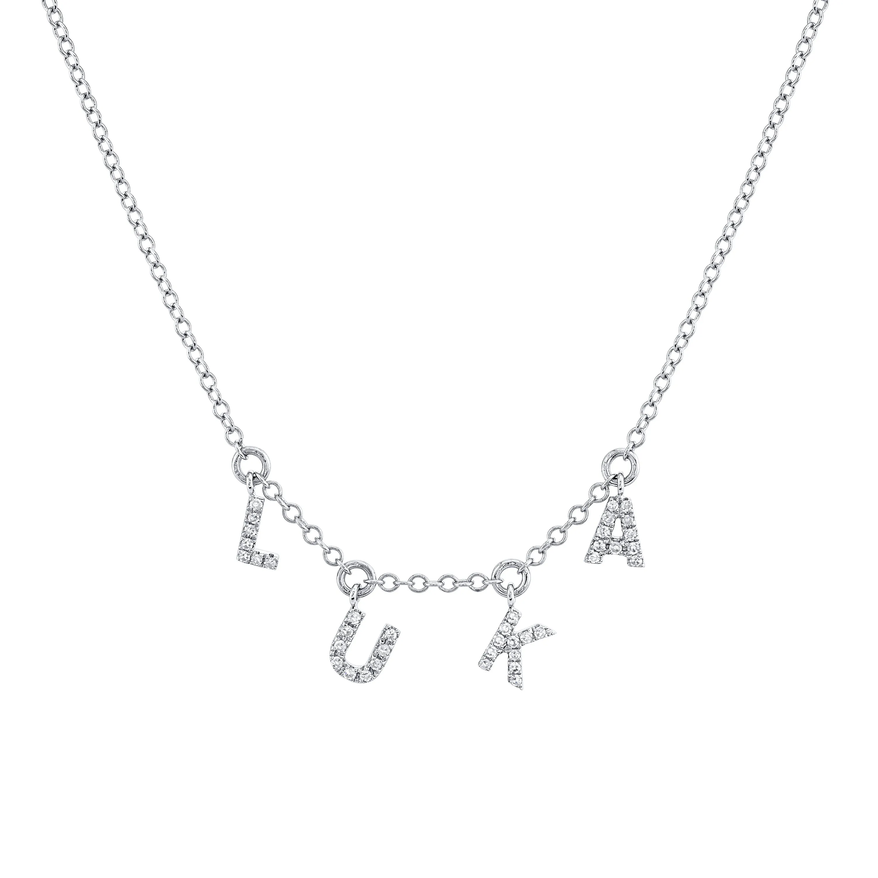 MINI ME DIAMOND PAVE "NAME" DANGLE DROP NECKLACE