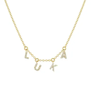 MINI ME DIAMOND PAVE "NAME" DANGLE DROP NECKLACE