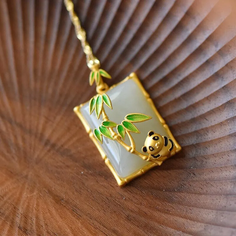 natural chalcedony enamel bamboo pendant necklaces