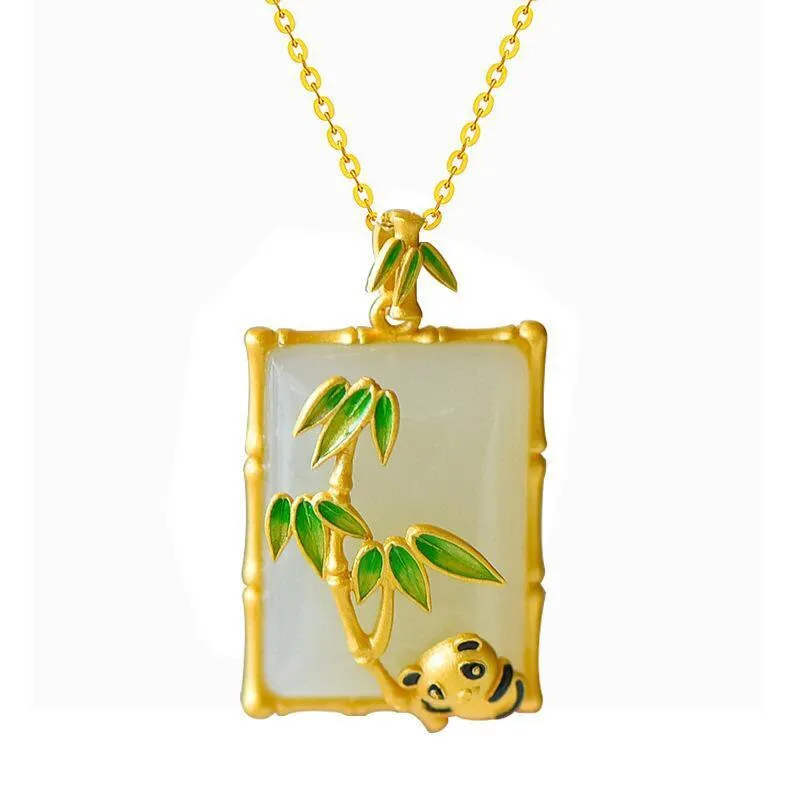 natural chalcedony enamel bamboo pendant necklaces