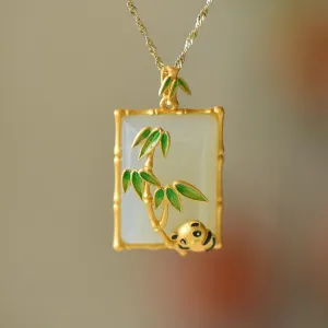 natural chalcedony enamel bamboo pendant necklaces