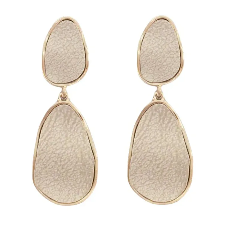 Natural Suede with Gold Double Drop 1.5" Earring