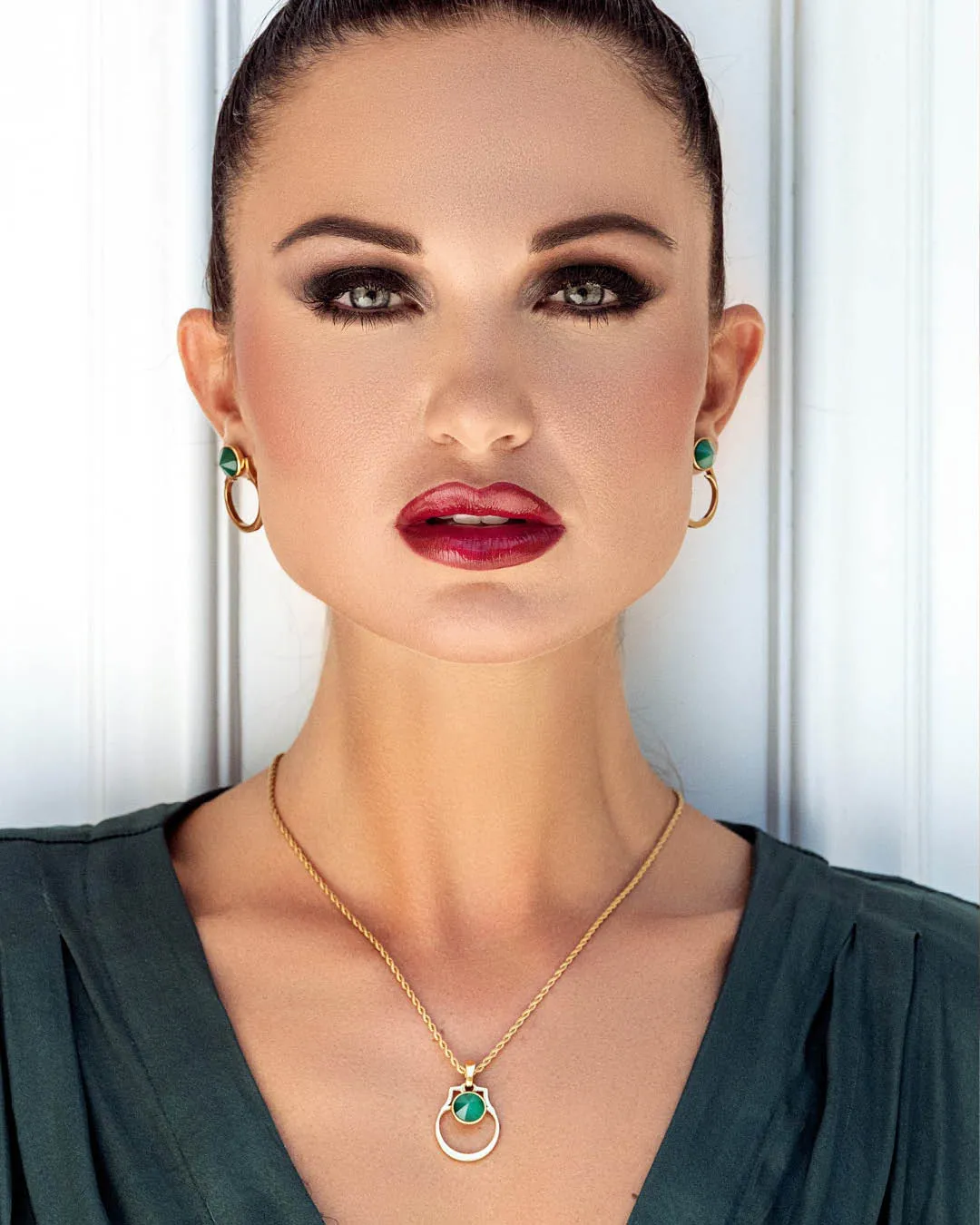 November Birthstone Happiness Classic Ħabbata Earring Set, Gold