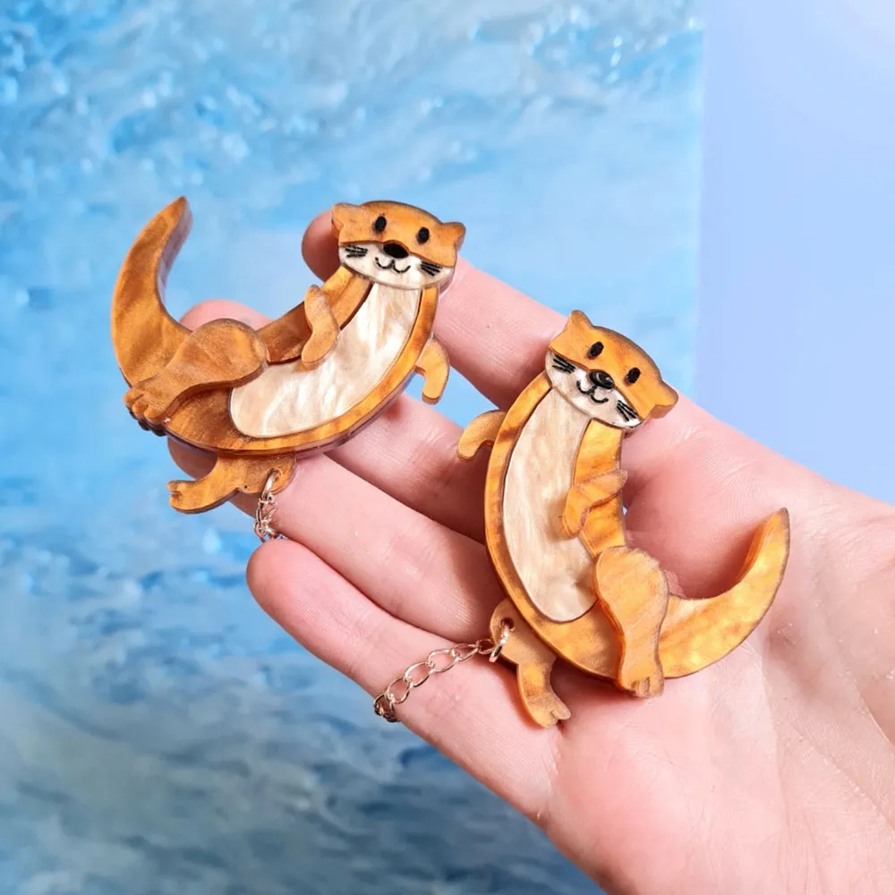 Otter Collar Clip Brooch by Cherryloco Jewellery