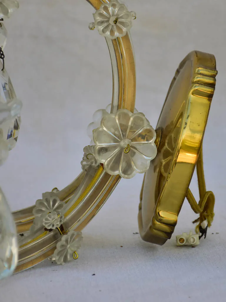 Pair of mid-century French crystal appliques - two lights 11½"
