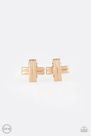 Paparazzi Earring ~ Couture Crossover - Gold