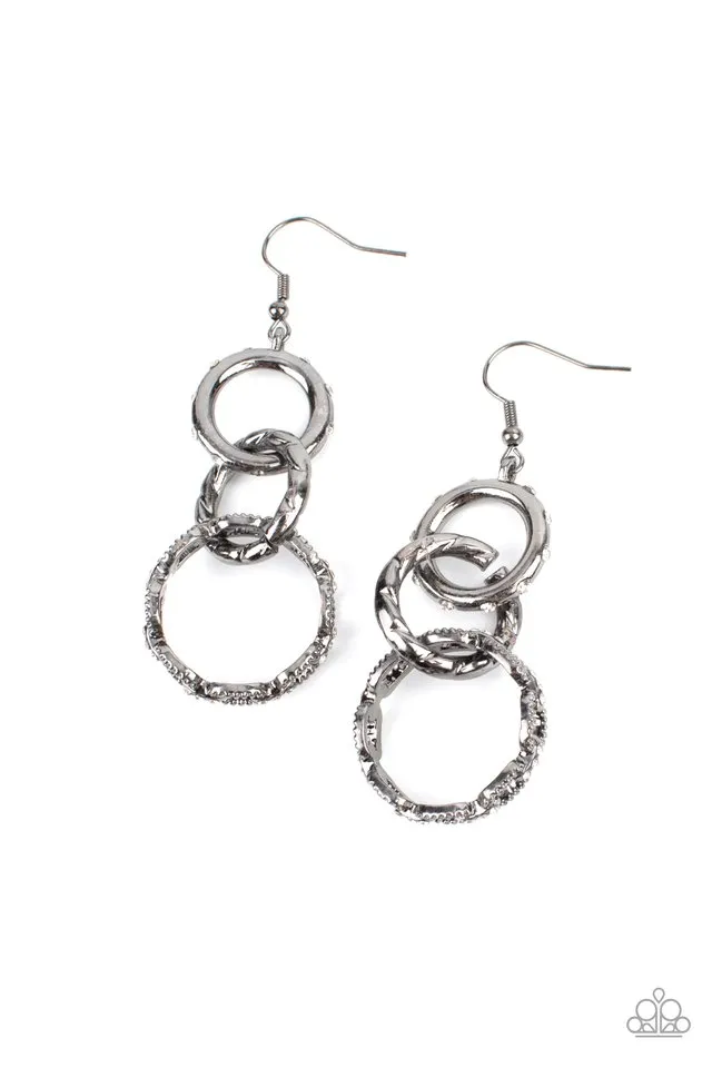 Paparazzi Earring ~ Shameless Shine - Black