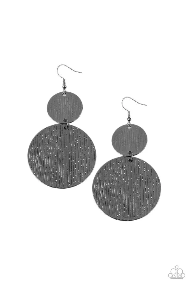 Paparazzi Earring ~ Status CYMBAL - Black