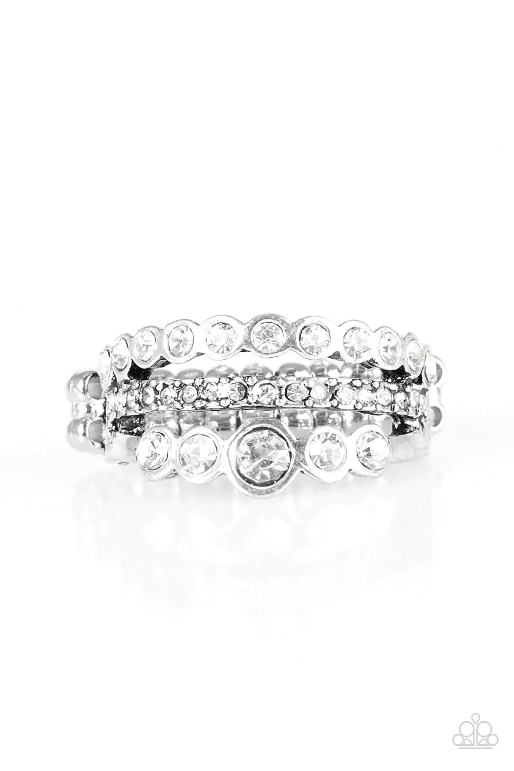 Paparazzi Ring ~ Cherish The Glitter - White