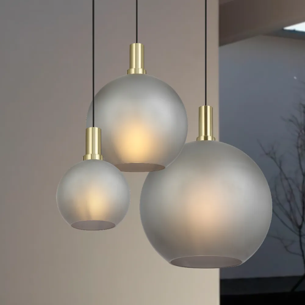 Patino 30cm Gold and Black with Grey Smoke Glass Modern Pendant