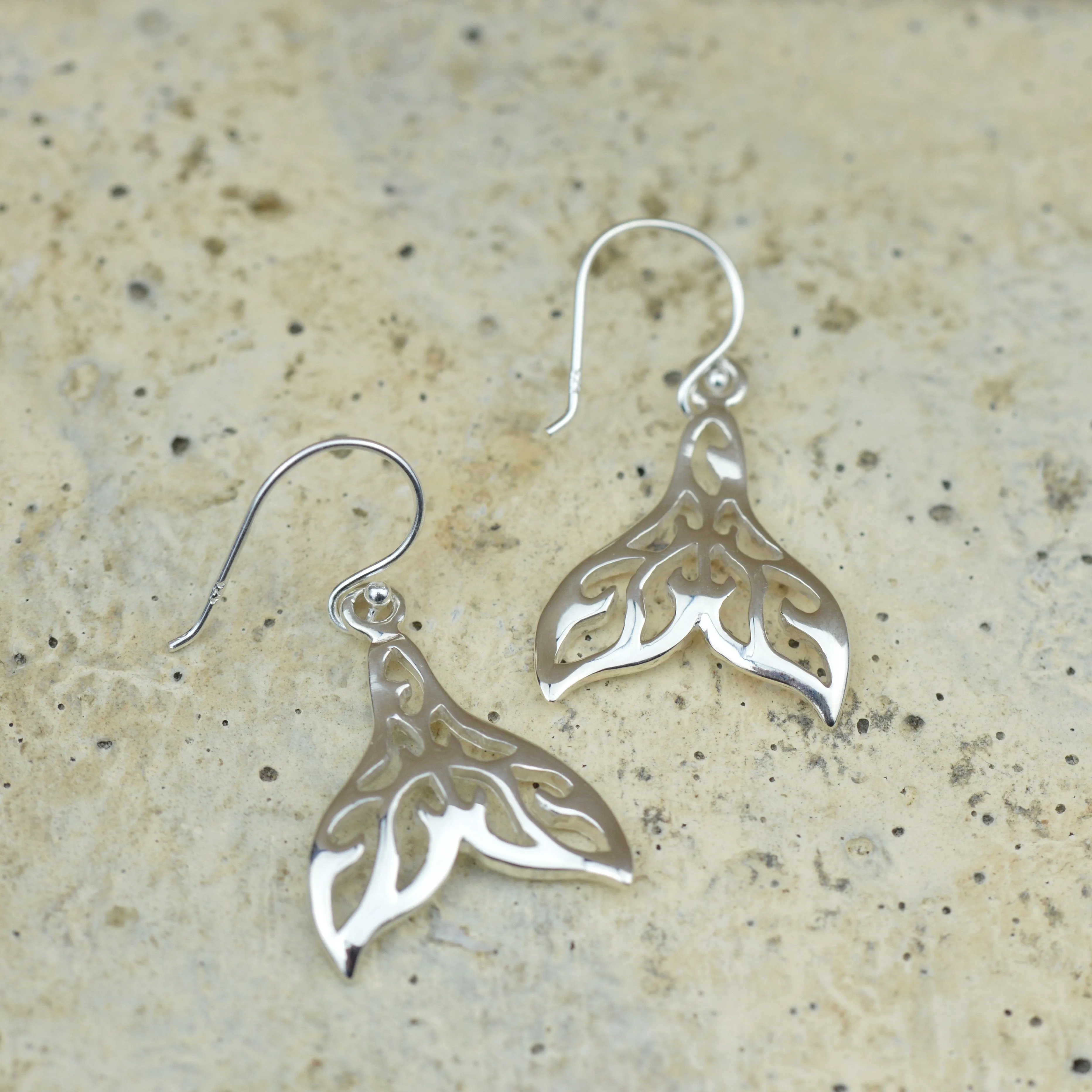 Patterned Whale Tail Earrings