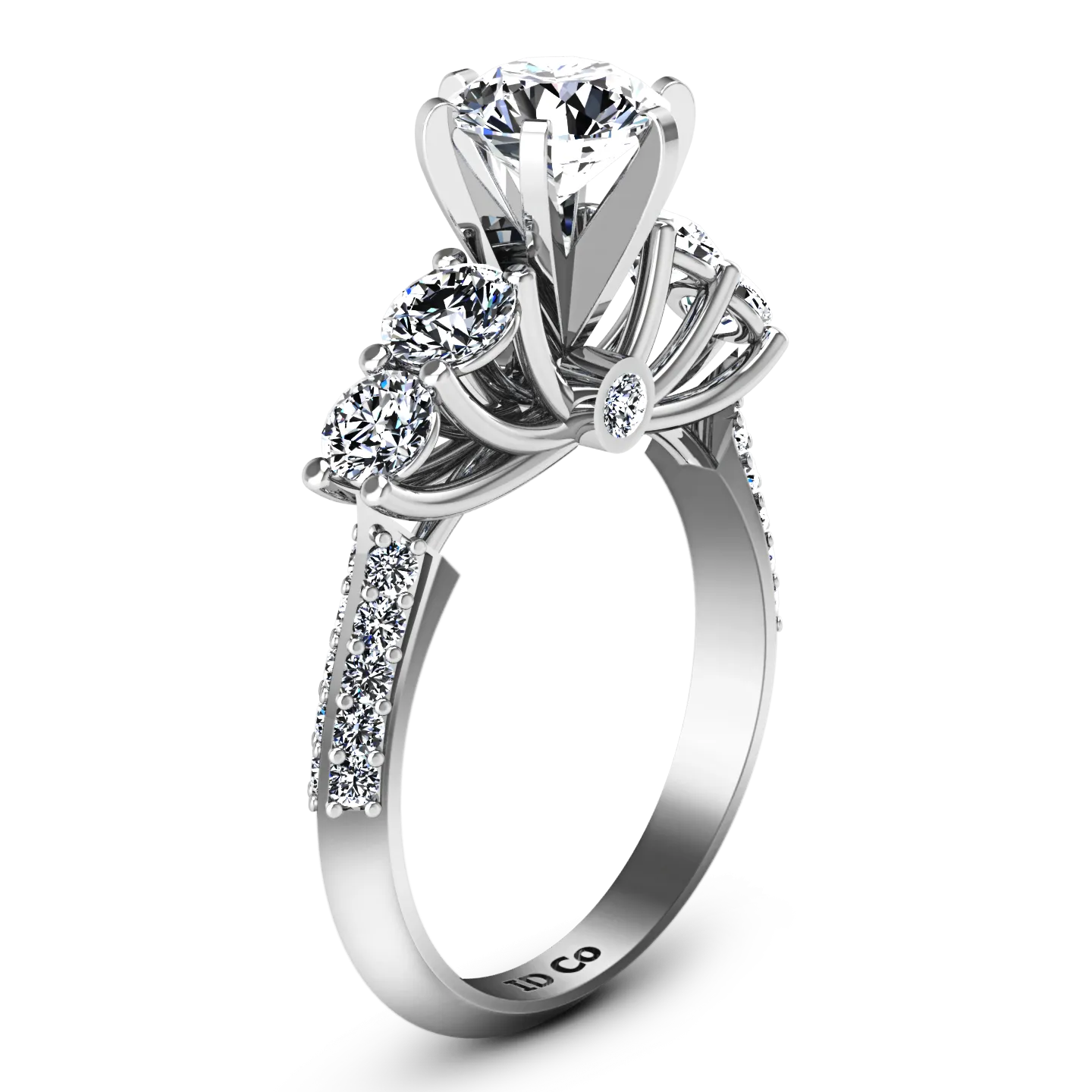 Pave Engagement Ring Regal 14K White Gold