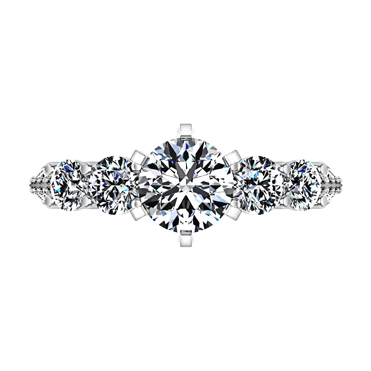 Pave Engagement Ring Regal 14K White Gold