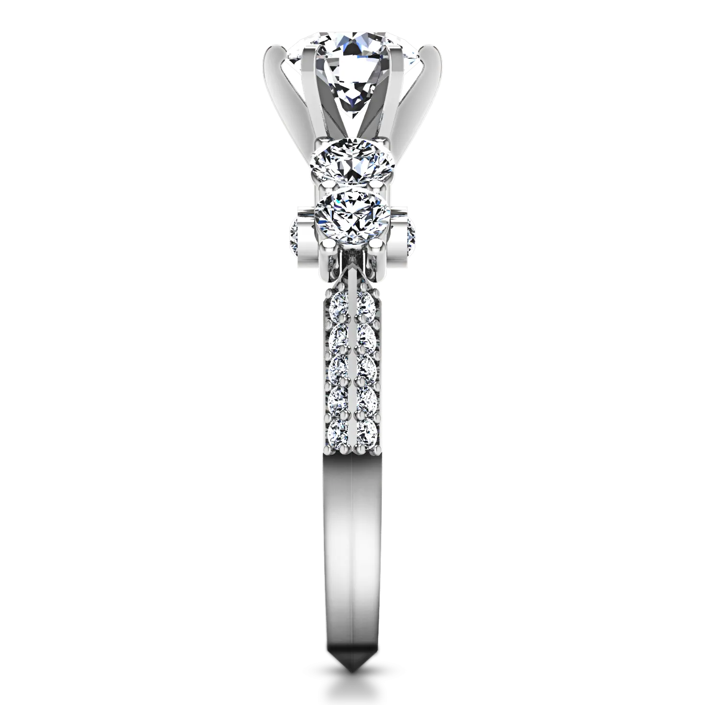 Pave Engagement Ring Regal 14K White Gold