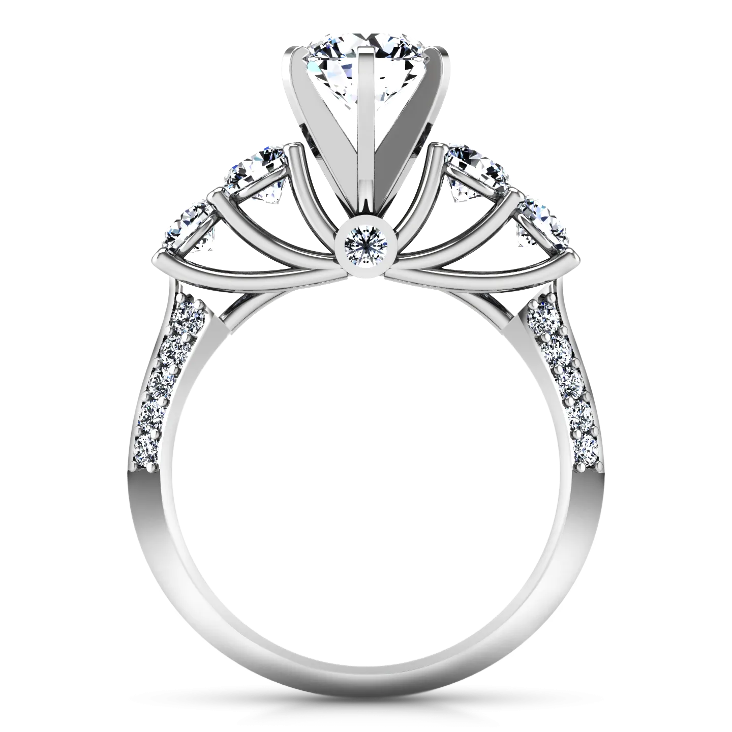 Pave Engagement Ring Regal 14K White Gold