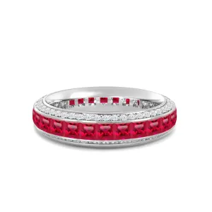 Pave Sides and Created Ruby Princess Eternity Ring