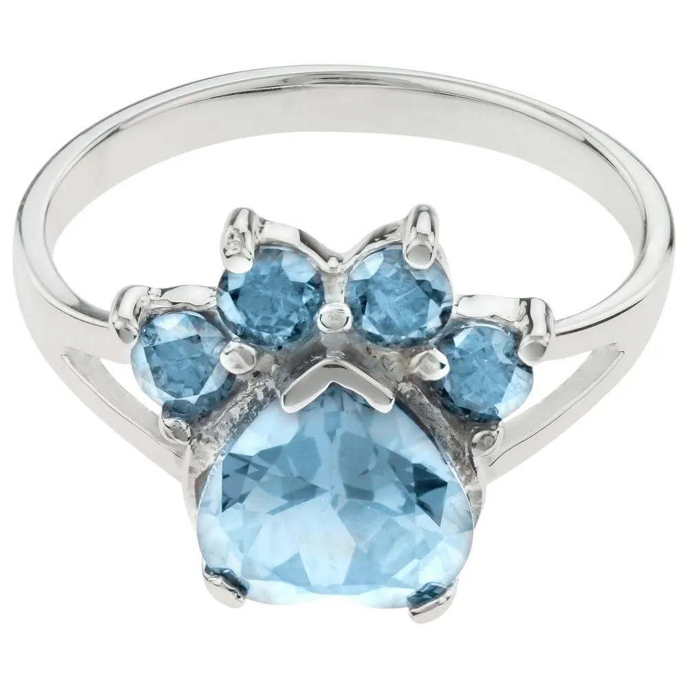 Paw Print Birthstone Sterling Ring | Fair Trade