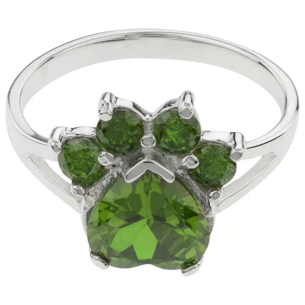 Paw Print Birthstone Sterling Ring | Fair Trade