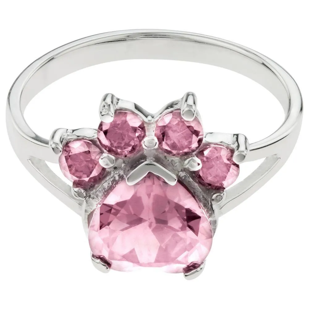 Paw Print Birthstone Sterling Ring | Fair Trade