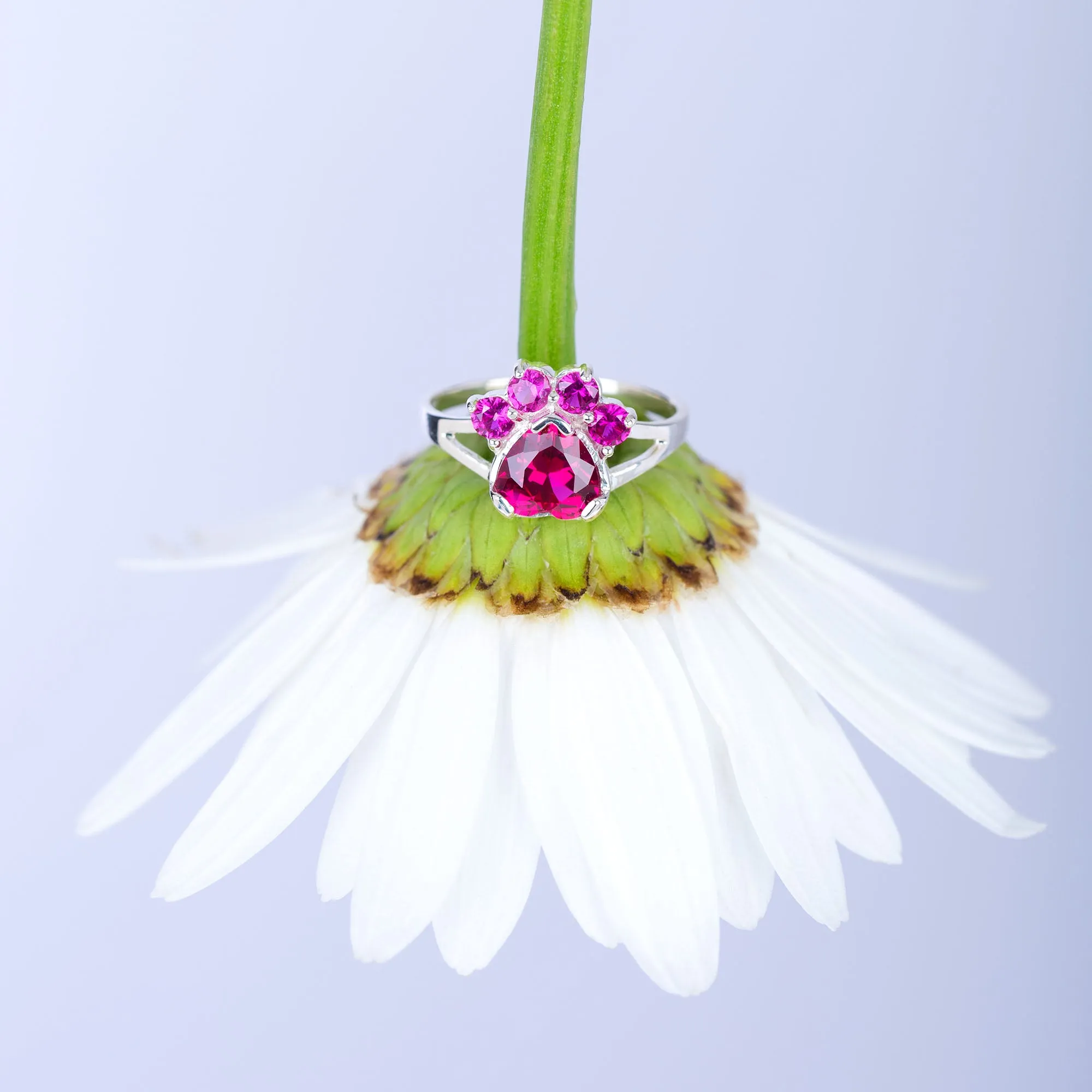 Paw Print Birthstone Sterling Ring | Fair Trade