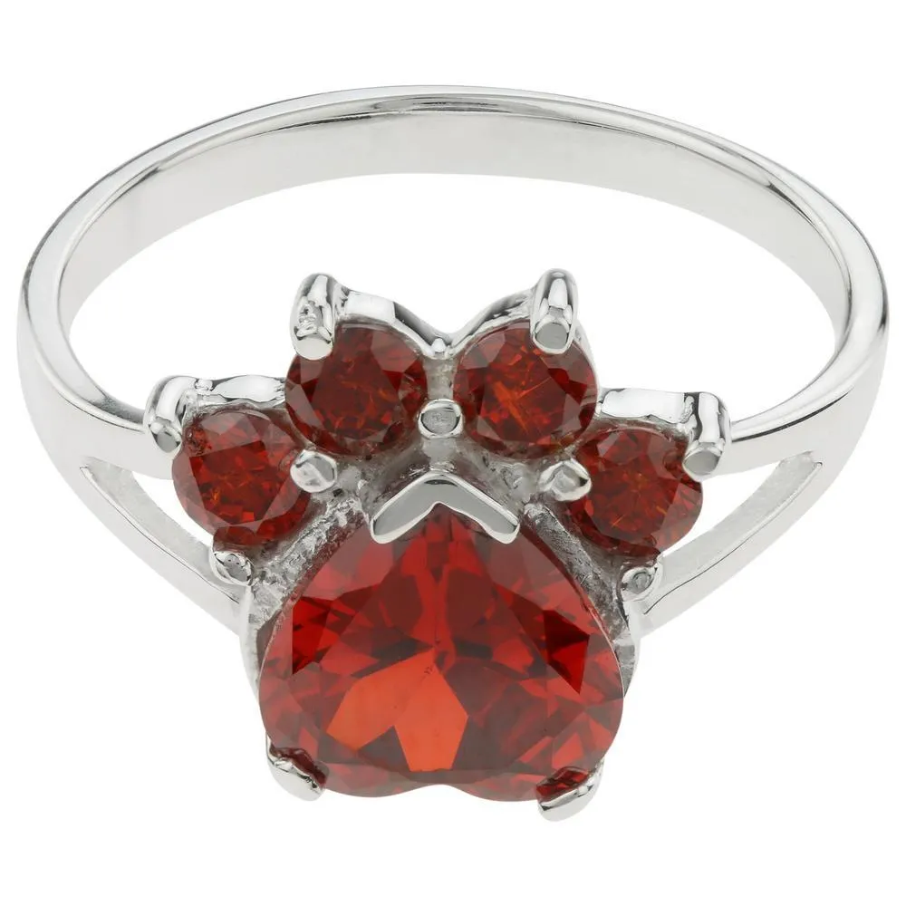 Paw Print Birthstone Sterling Ring | Fair Trade