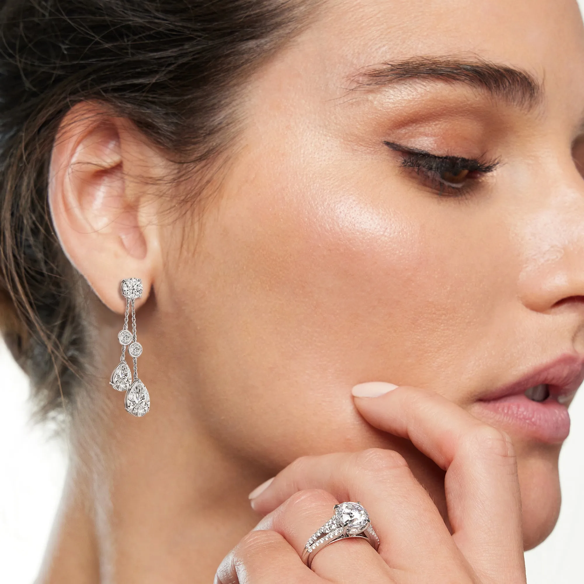 Pear Diamond Chandelier Earrings