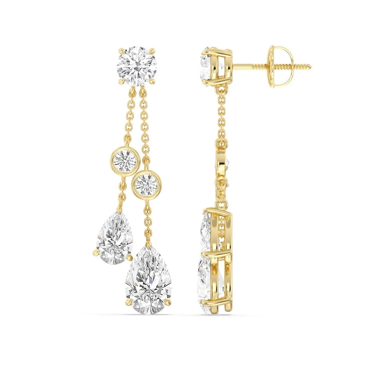 Pear Diamond Chandelier Earrings