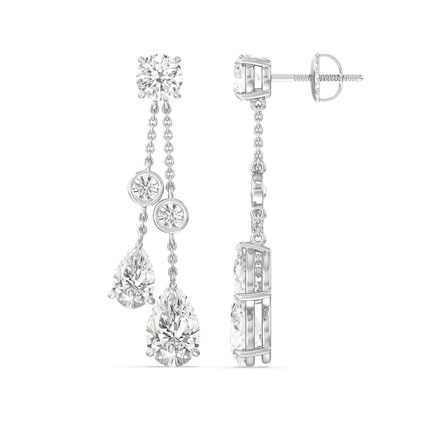 Pear Diamond Chandelier Earrings
