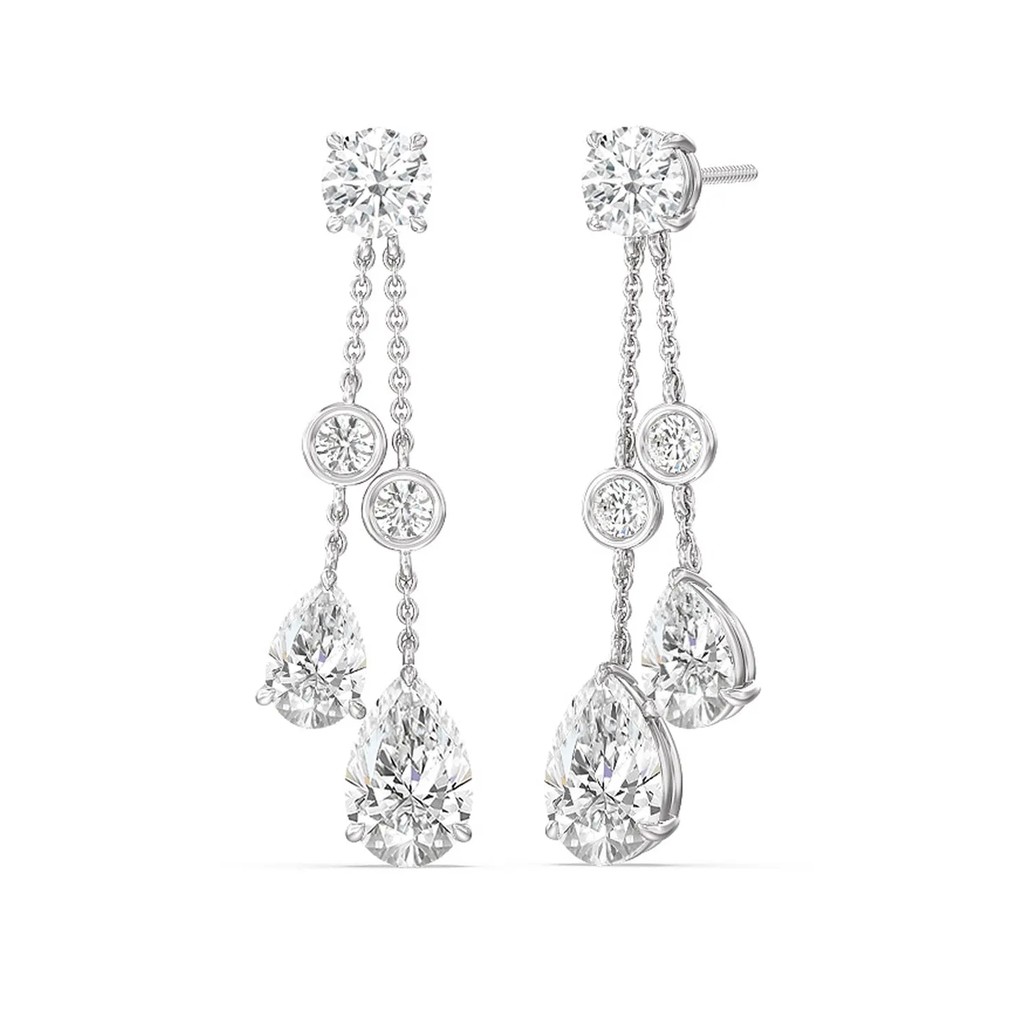 Pear Diamond Chandelier Earrings