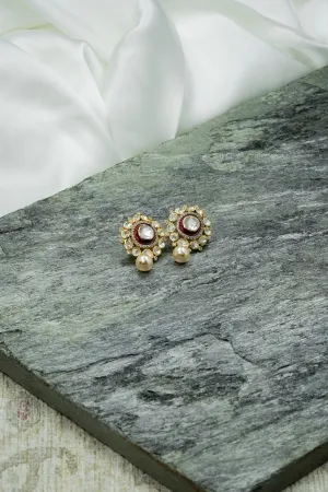 Pearl Drops Embellished Kundan Earrings